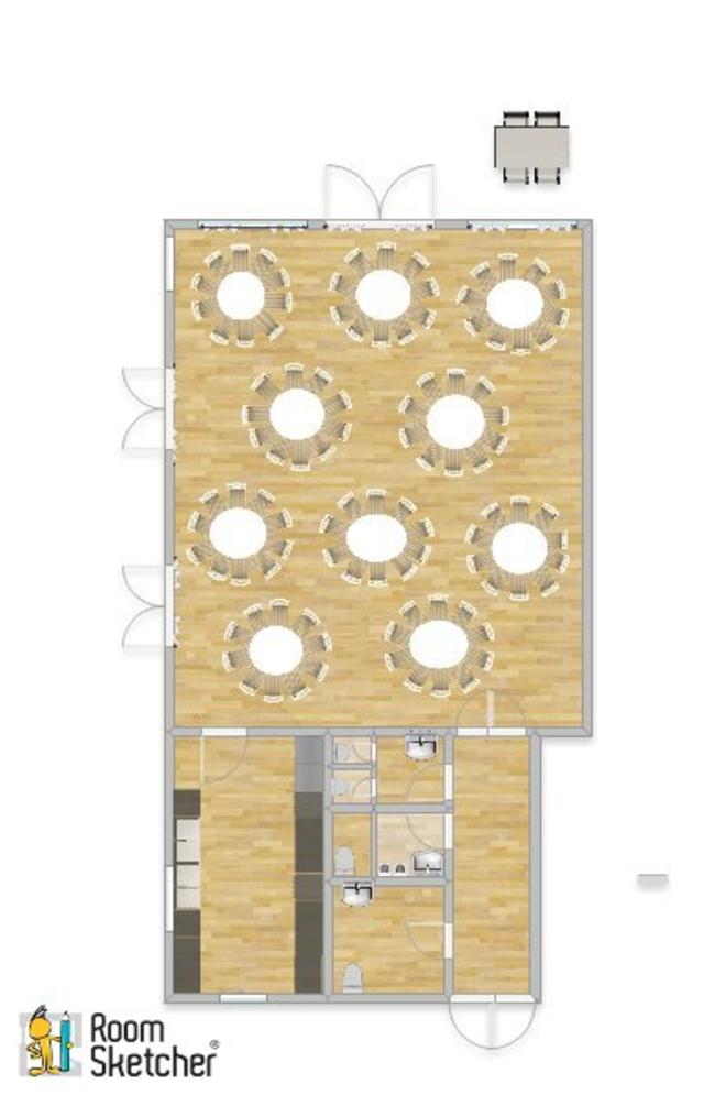 BR floor plan with round tables